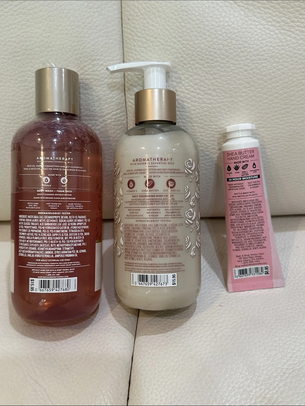 Bath and Bodywork Rose Vanilla Body Care Set includes Body Care 3 Pieces Set